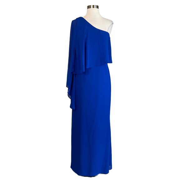 Laundry by Shelli Segal Women's Formal Dress Size 2 Blue One Shoulder Long Gown - Picture 1 of 12